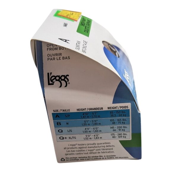 Leggs Sheer Energy Vitality Suntan Sheer Toe Pantyhose Size A 94665 NIB - Picture 2 of 6